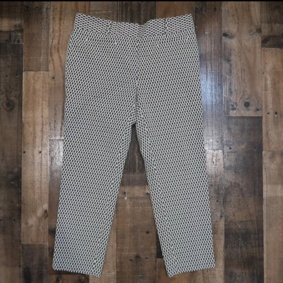 Ann Taylor Devin Cropped Leg Size 8 Black Patterned Dress Pants Textured - Picture 1 of 8